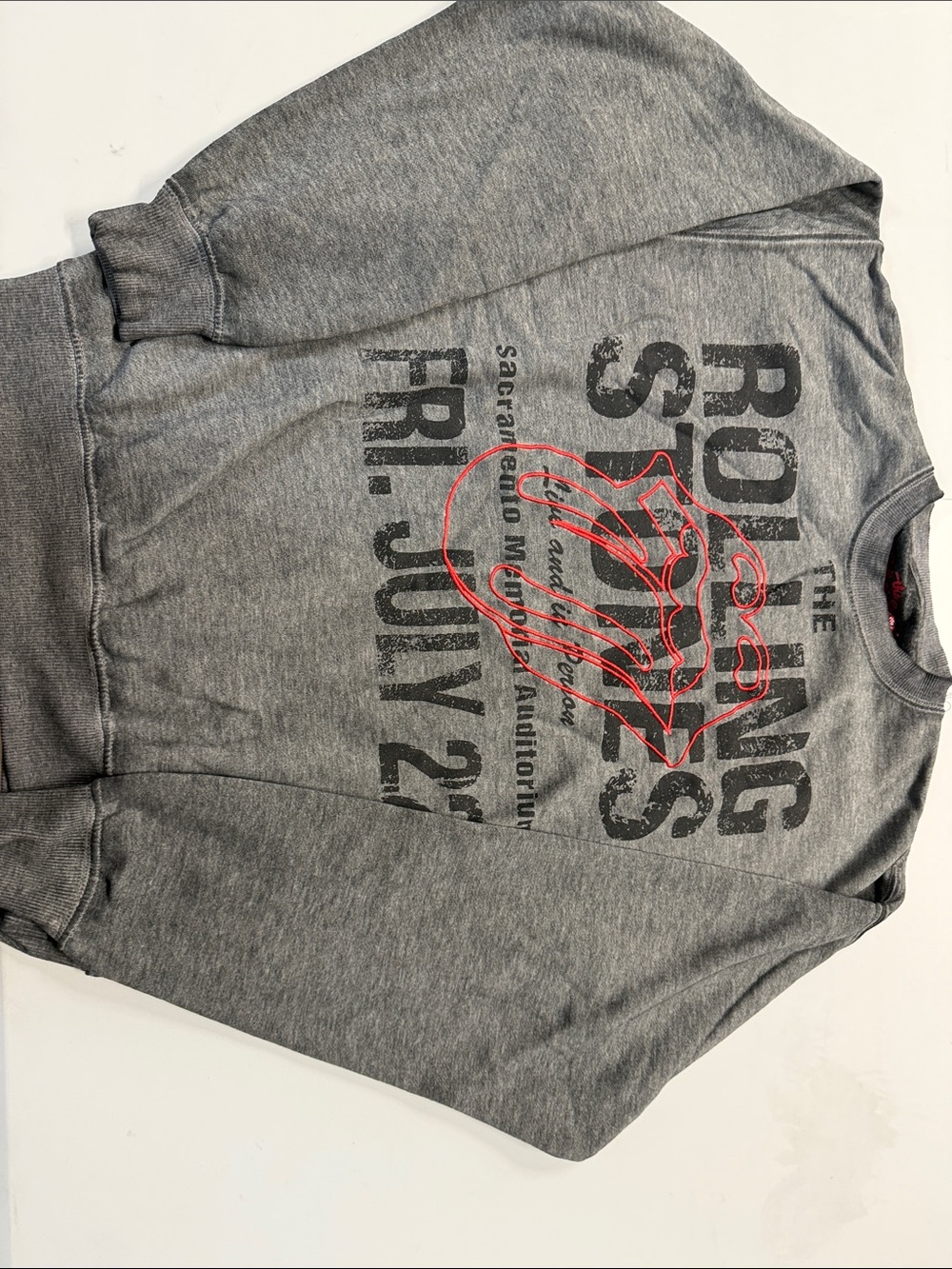 the Rolling Stones Gray Crewneck Sweatshirt with Red Logo